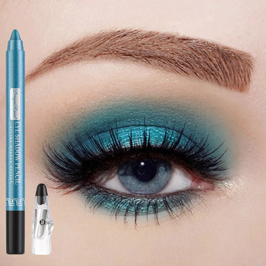 Metallic Blue Pearlescent Eyeshadow Pencil Stick | Waterproof Long-Lasting Smoky Glitter Eye Highlighter