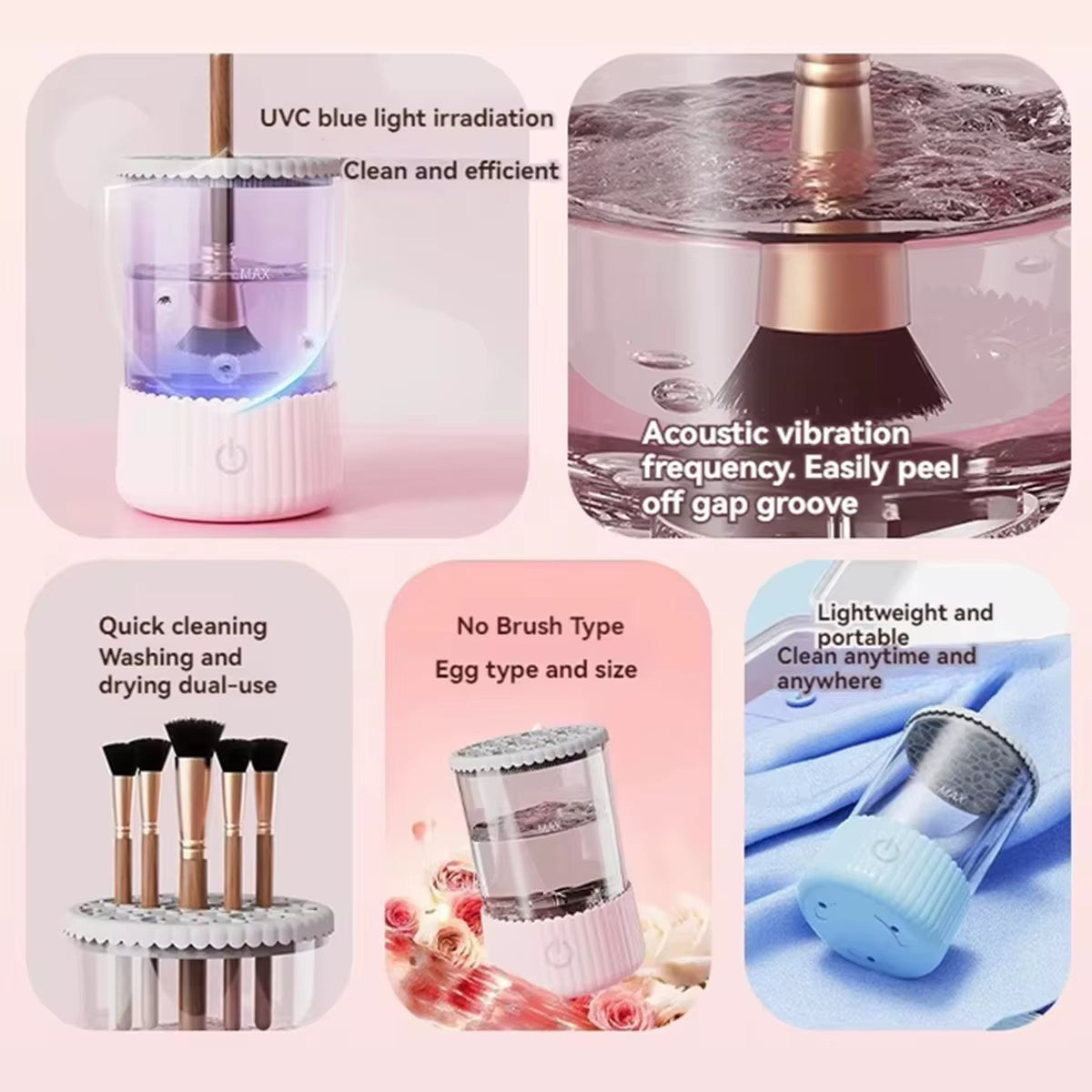 3 in 1 Electric Makeup Brush Cleaner USB Plug Makeup Brush Rotary Cleaning Washing Machine Beauty Brushes Dryer Makeup Tools