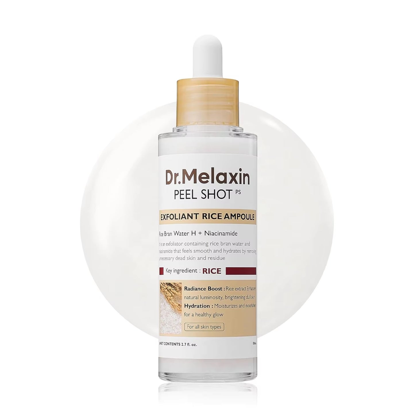 Korean Dr.Melaxin Peel Shot Glow Rice Peeling Ampoule,Soft Exfoliating Face Body Scrub Pore Shrinking Serum Skin Care Products