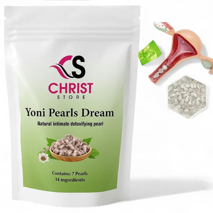 Christ Store Yoni Pearls Dream Organic Natural Base 7 Pearls Bags for Intimate Detoxification 14 Ingredients