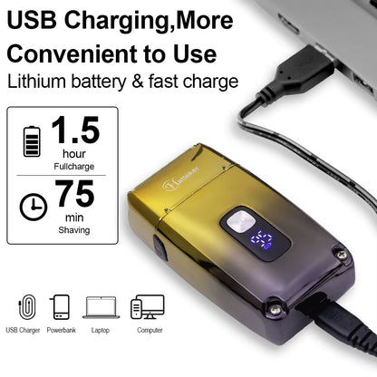 Electric Shaver with Triple-Net Blade Head Waterproof Razor LCD Display Hair Trimming Machine for Men'S Grooming