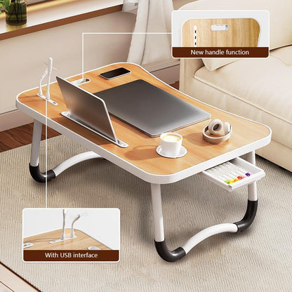Ultra Large Portable Laptop Bed Table - Multi Functional Tray Holder with Cup Holder and Drawer, - Perfect for Eating, Reading, and Writing on Beds, Sofas, Floors - Stable, Durable, and Foldable