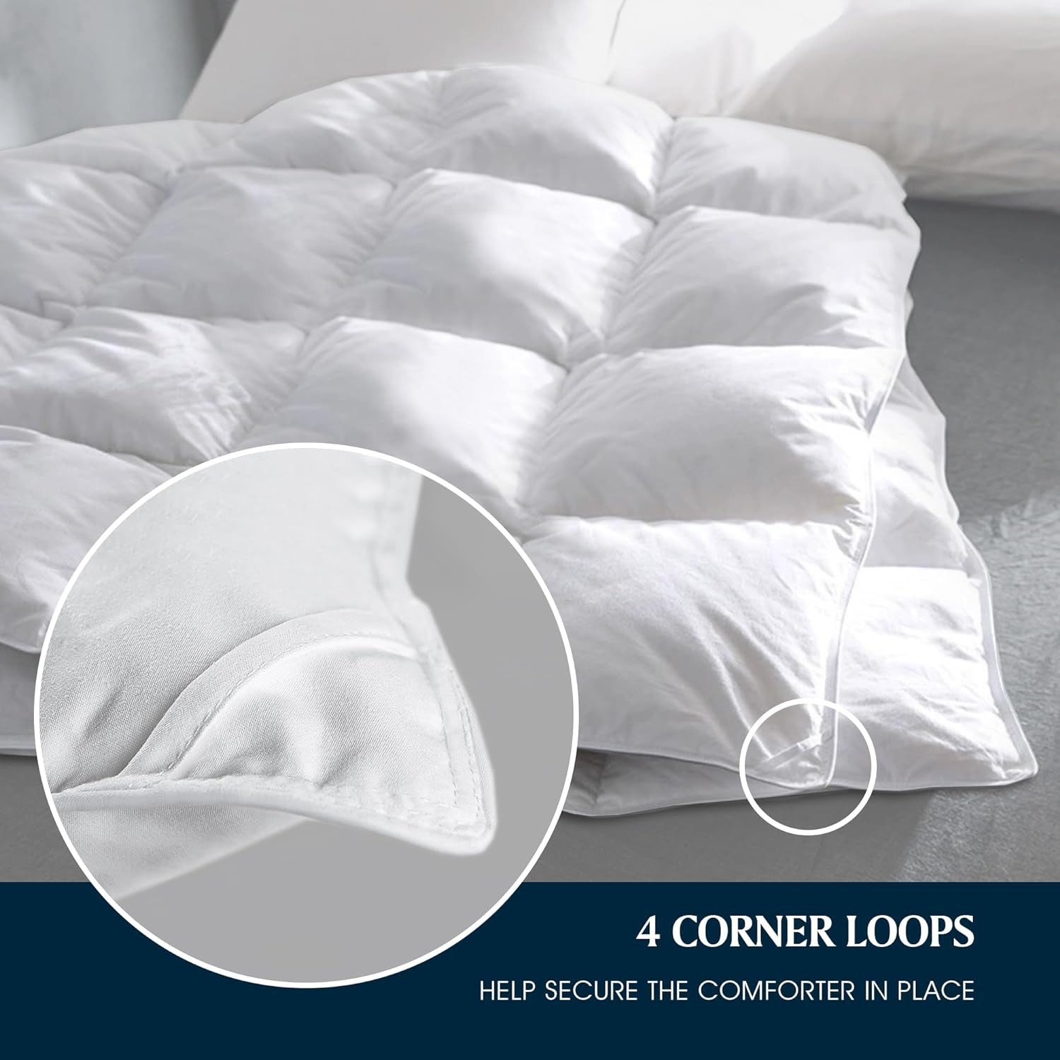 Goose Feather down Fiber Cotton Comforter Queen Size - 100% Cotton Duvet Insert - Hotel Luxury Hypoallergenic Bedding Comforter All Season Medium Warmth 90 X 90 Inch White