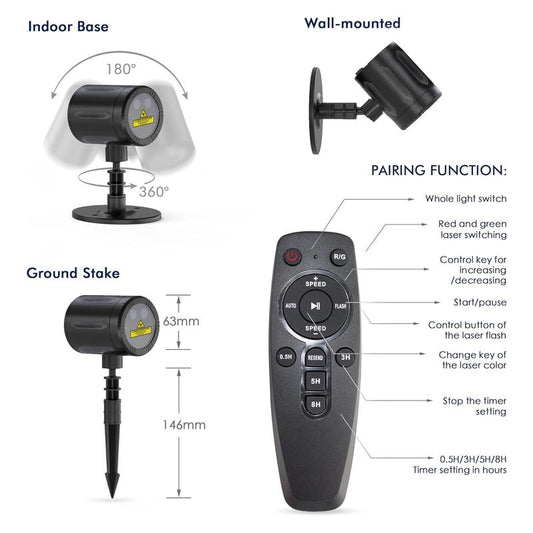 LED Christmas Red & Green Laser Projection Lamp, 2025 New Upgraded, Rotating LED Chip Dynamic Star Patternsrgb Strip Lights Ws2811 Projector, Plug-In LED Light, IP65 Waterproof, Holiday Decoration, Indoor/Outdoor Party Decor