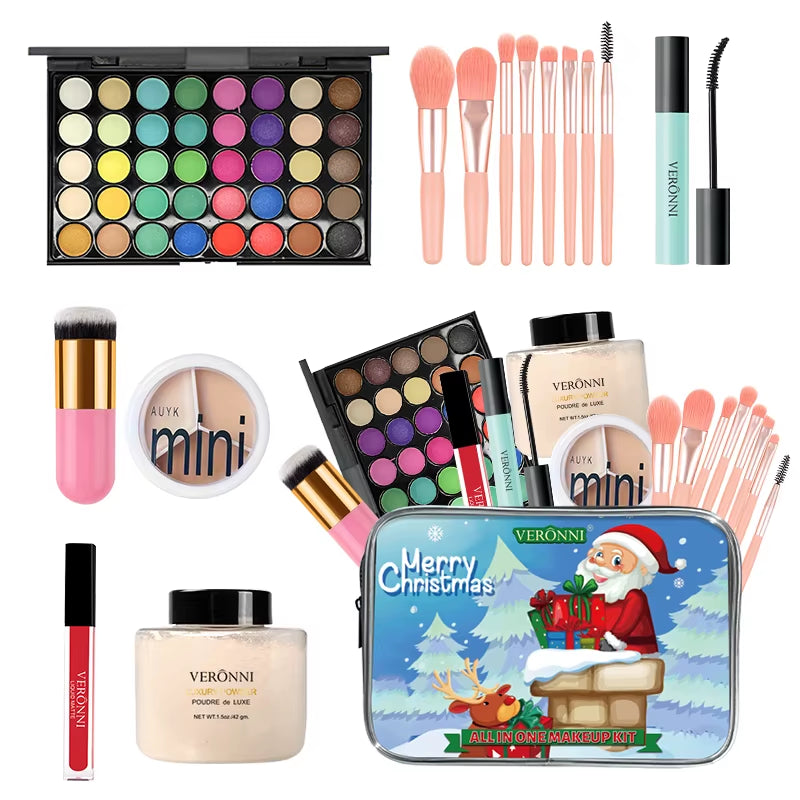 All-In-One Makeup Kit Gift with Eyeshadow Palette Lipstick Blush Eyeliner Cosmetics Gift Box for Birthday Christmas Make up Sets