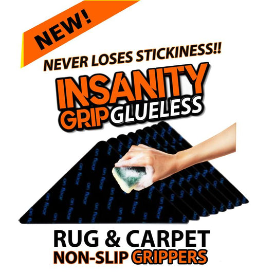 SH Sanhurst Insanity Grip Glueless Rug Grippers for Carpets, Rugs, & Mats - Carpet Tape Safe for Hardwood Floors & Rugs on Carpets