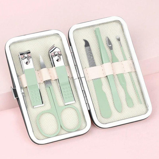 Compact Stainless Steel Nail Care Nail Clippers Set with Storage Case, 7 Counts Portable Manicure Set, Professional Manicure Tool for Women & Men, Nail Art & Nail Care Tool, Nail Care Products, Christmas Gift