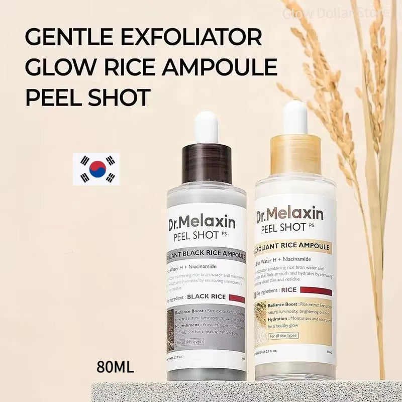 Korean Dr.Melaxin Peel Shot Glow Rice Peeling Ampoule,Soft Exfoliating Face Body Scrub Pore Shrinking Serum Skin Care Products