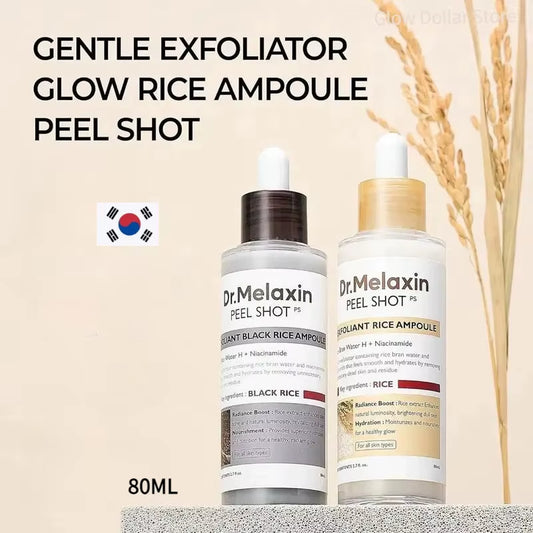 Korean Dr.Melaxin Peel Shot Glow Rice Peeling Ampoule,Soft Exfoliating Face Body Scrub Pore Shrinking Serum Skin Care Products