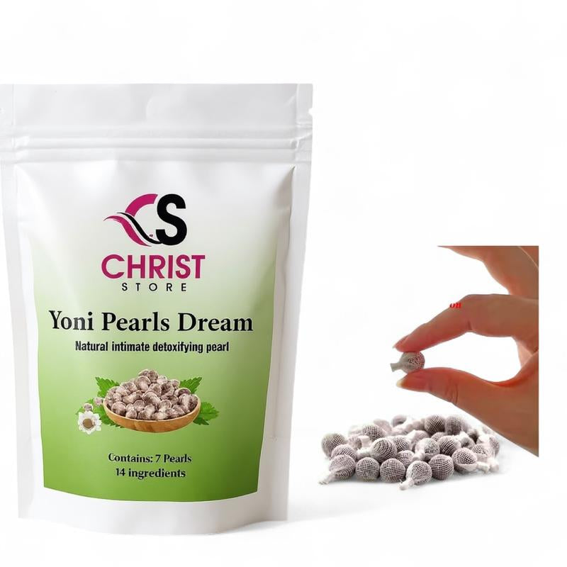 Christ Store Yoni Pearls Dream Organic Natural Base 7 Pearls Bags for Intimate Detoxification 14 Ingredients