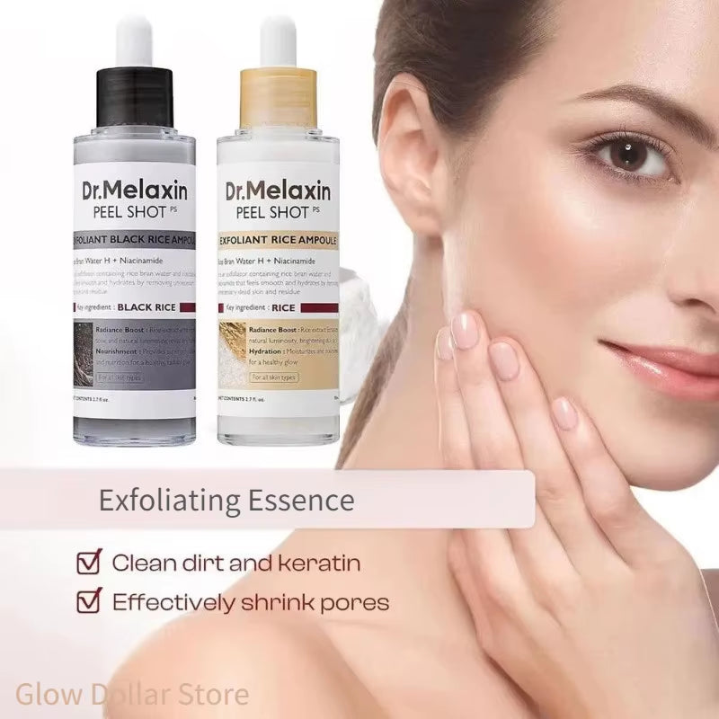 Korean Dr.Melaxin Peel Shot Glow Rice Peeling Ampoule,Soft Exfoliating Face Body Scrub Pore Shrinking Serum Skin Care Products