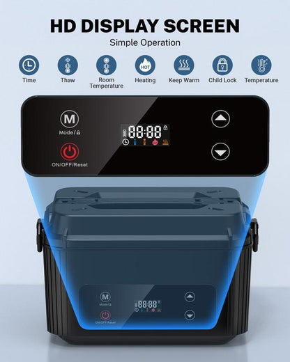 OGERY Self-Heating Electric Lunch Box, 100W Faster Heated Cordless Lunch Box for Adults with Automatic Heating, 40 Fl Oz 304 Stainless Steel Food Warmer with Timer for Hot Meals Anywhere