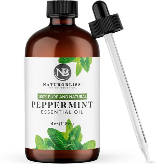 Naturobliss Peppermint Organic Essential Oil 4Oz 100% Pure Natural Aromatherapy for Hair Growth, Headache Relief, Sinus Support, DIY Beauty, Energy Focus Boost & Natural Skin Care & Respiratory Health Therapeutic