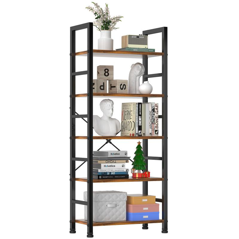 5 Tiers Bookshelf, Classical Modern Book Shelf, Tall Display Shelves in Living Room/Home/Office, Storage Organizer for Cds/Books/Movies