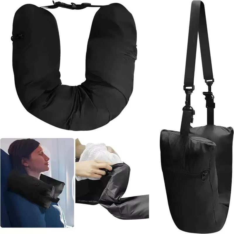 Fillable Travel Pillowcase Organizer Bag Carryable Travel Bag Airplane Cushion Travel Neck Pillow Self-Filling Travel