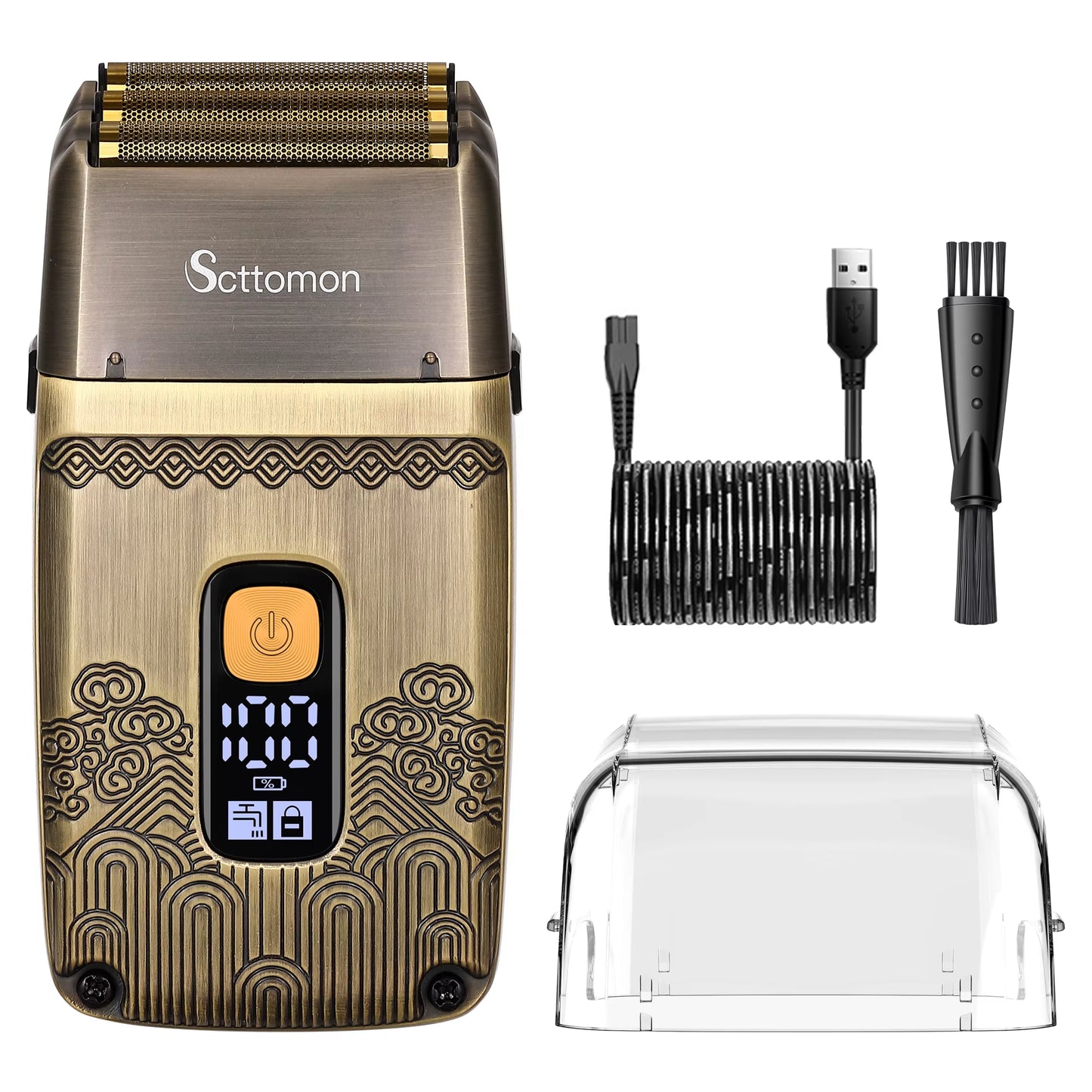 Electric Shaver with Triple-Net Blade Head Waterproof Razor LCD Display Hair Trimming Machine for Men'S Grooming