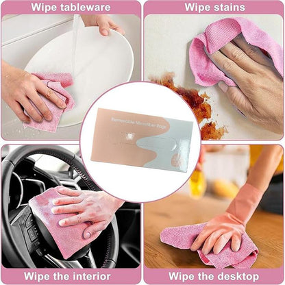 Microfiber Cleaning Cloth Rags in a Box (20 Count) -7.9" X 7.9" Reusable Microfiber Towels for Cars - Edgeless Terry Towels,Small Microfiber Towel for Home, Kitchen (Gray&Pink)