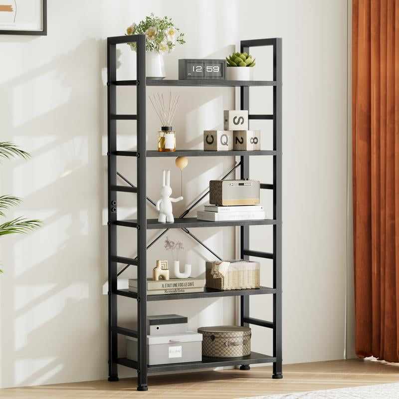 5 Tiers Bookshelf, Classical Modern Book Shelf, Tall Display Shelves in Living Room/Home/Office, Storage Organizer for Cds/Books/Movies
