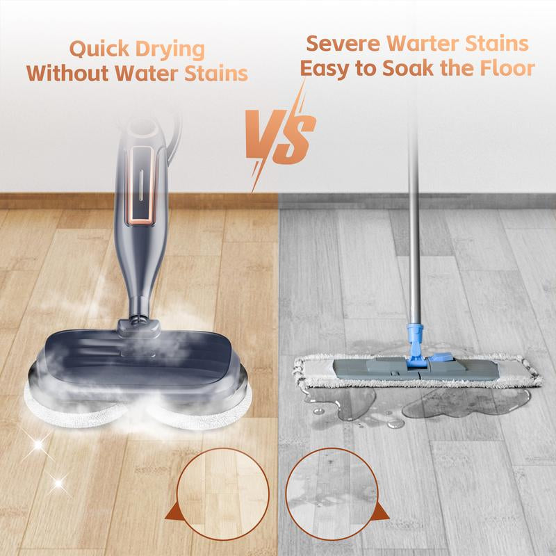 DEVOAC VM6 Electric Rotating Steam Mop & Household Steam Cleaner, 10-In-1 Steam Mop, 3 Adjustable Steam Levels,Floors Clean, Kitchen, Tiles, Walls, Cabinets, Gaps; Fast Heat-Up, Removes Grease and Grime, Multi-Purpose Cleaning Tool