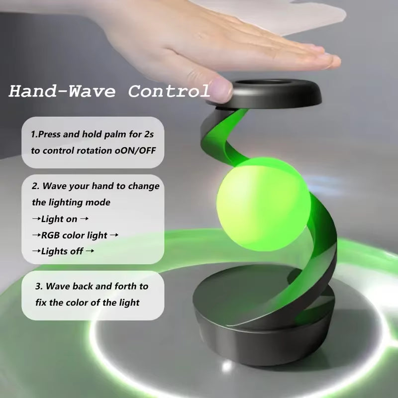 Creative Table Lamp, Rotating Floating Lampwith 15W Wireless Charger, Mobile Phone Wireless Charger, RGB Atmosphere Night Light