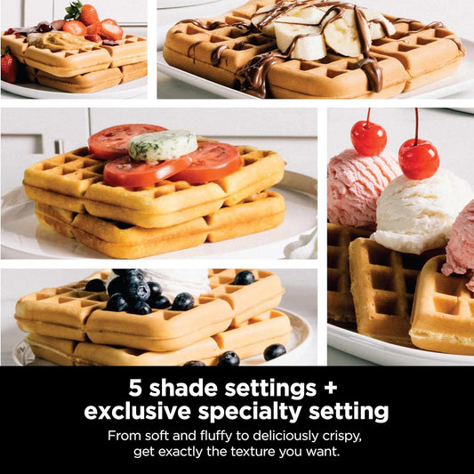 BW1001 Neverstick PRO Belgian Waffle Maker, Vertical Design, 5 Shade Settings, with Precision-Pour Cup & Chef-Curated Recipe Guide, Black & Silver