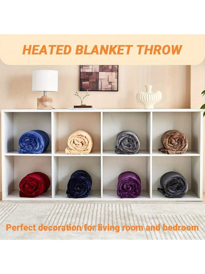 1PC Electric Blanket Heated Throw, Soft Flannel Heating Blanket with 8 Hours Auto off 10 Fast Heating Levels Machine Washable Sherpa Heated Blanket with Overheating Protection