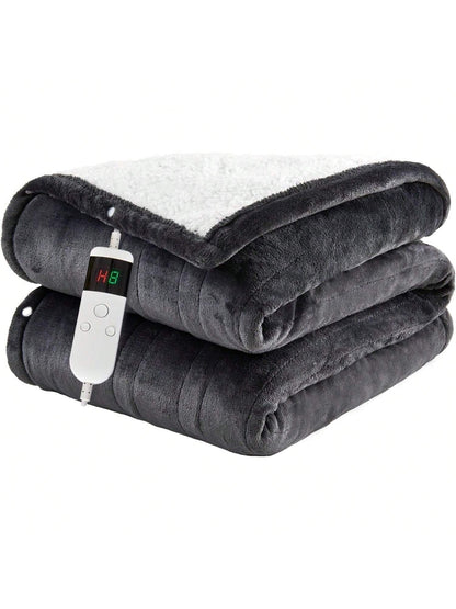 1PC Electric Blanket Heated Throw, Soft Flannel Heating Blanket with 8 Hours Auto off 10 Fast Heating Levels Machine Washable Sherpa Heated Blanket with Overheating Protection
