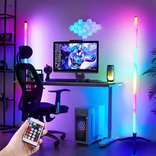 Modern Floor Lamp with Music Sync & 16 Million DIY Colors Dual Control via APP & Remote USB Music Synchronization for Bedroom Living Room Gaming Room