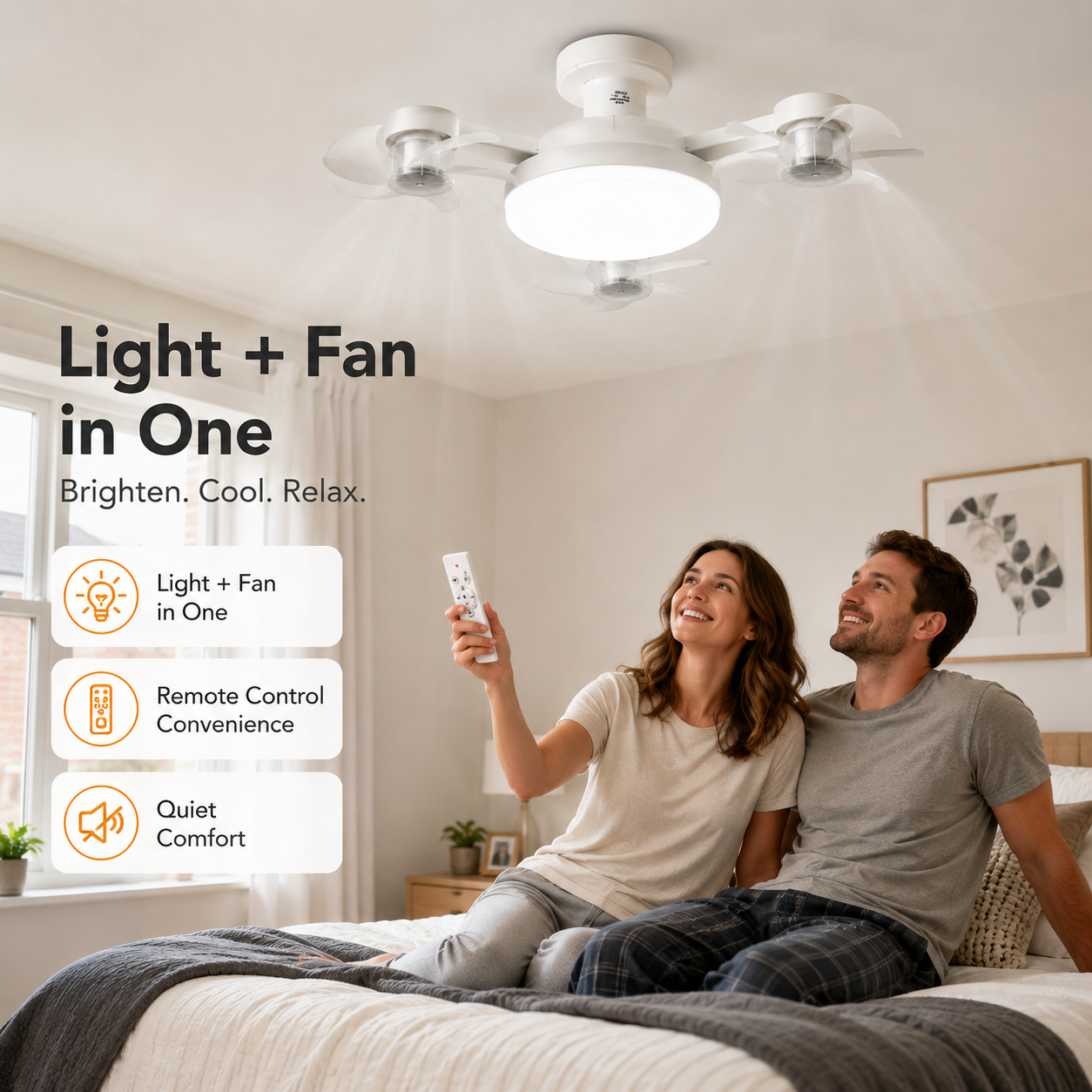Modern Fan Light Drone Style E27 Bulb with Remote Control, RGB 3-Speed Ceiling Lamp for Bedroom & Dining Room ZeeDealAura