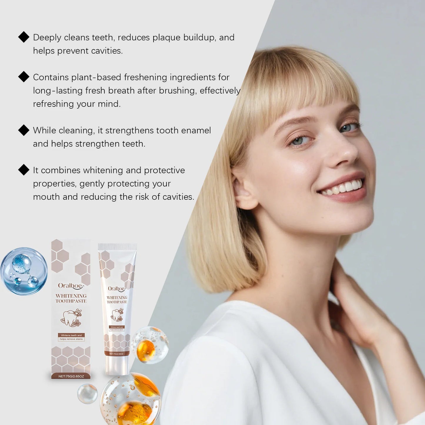 ORALHOE Gum Care Toothpaste Refreshing Breath Enamel Reinforcement Brightens Teeth Rich Foam Comfortable Brushing