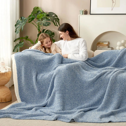 Throw Blankets for Couch, Reversible Super Soft Warm Blankets Cozy Knit Blanket Fuzzy Plush Throws for Sofa, Bed, Gift
