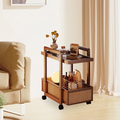 Modern Brown Coffee Table with Storage and Wheels | Top Design for Sofa Side Living Room Organizer