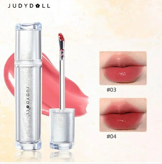 Judydoll Ice Iron Lip Glaze – Mirror Shine Watery Lipstick, Non-Stick Cup, Metal Brush Head Lip Gloss
