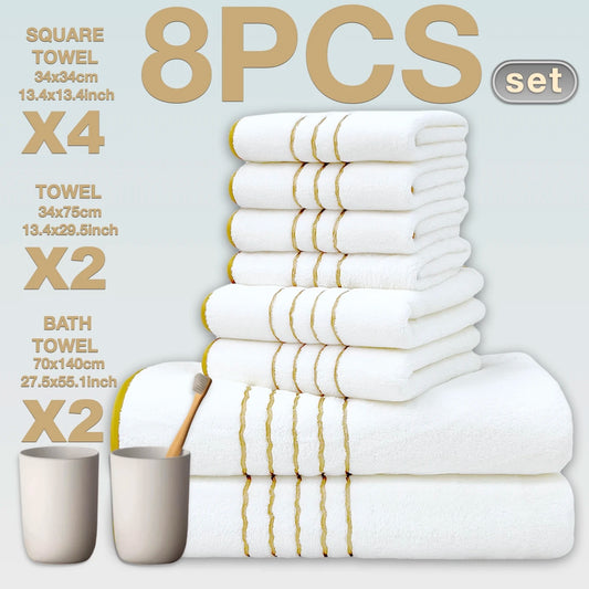 8-Piece Premium Bath Towel Set - Hotel Collection with Plush, Absorbent & Fast-Drying Towels, Bathroom Essentials for Luxury Home