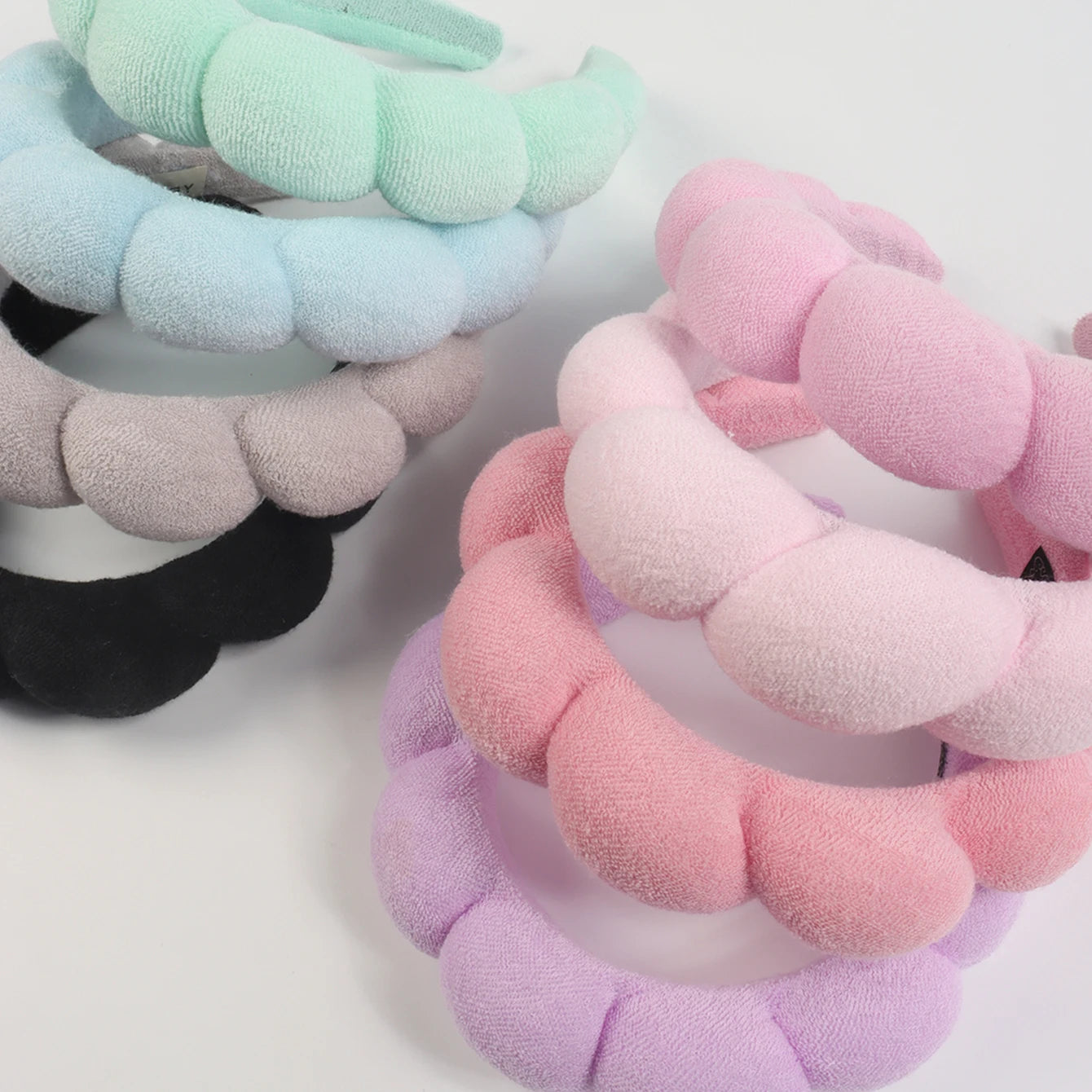 3Pcs Fashion Microfiber Washing Wristbands Scrunchies Puffy Headband Spa Bubble Headband for Washing Face Makeup Shower Skincare