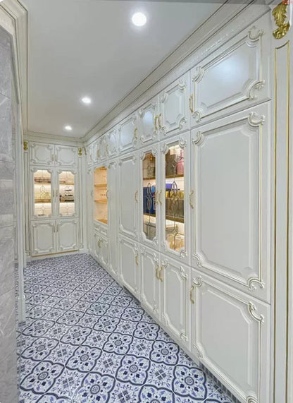 Custom European Style Kitchen Cabinets French Gold-Painted Integrated Cabinet Ready Assemble Sink MDF Carcase PVC Panel Hinge