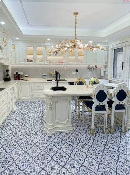 Custom European Style Kitchen Cabinets French Gold-Painted Integrated Cabinet Ready Assemble Sink MDF Carcase PVC Panel Hinge