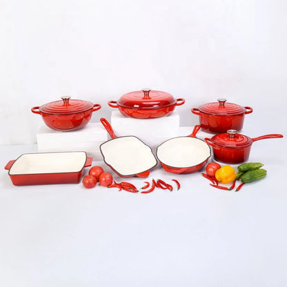 Premium Enamel Cast Iron Cookware Set – Non-Stick Casserole, Dutch Oven & Outdoor Cast Iron Pans
