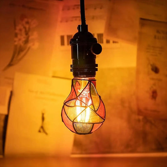 Stained Glass Light Bulb E26 Base 6W LED Vintage Edison Bulb Colorful Lighting for Home Garden Balcony Bar Cafe Restaurant Decor