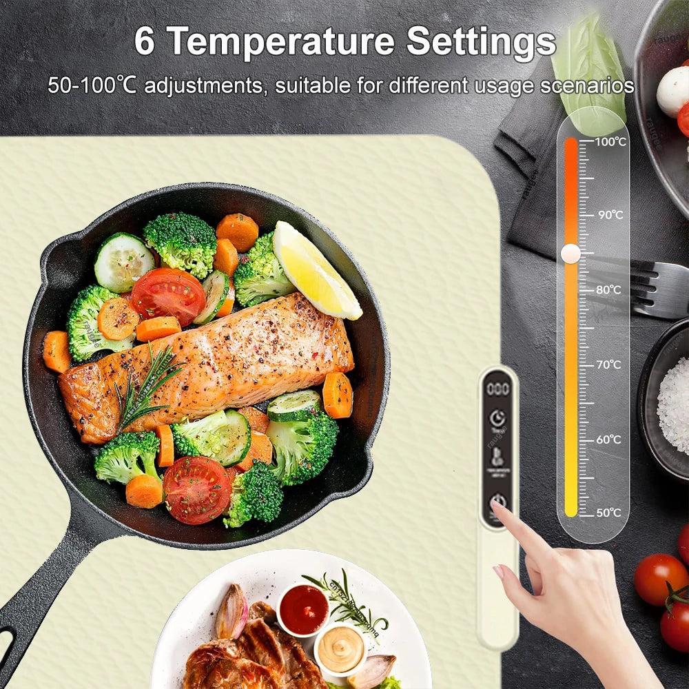 Electric Heating Plate Food Warmer Mat – Foldable Silicone Fast Warming Tray for Dining Table, Coffee & Meal Heater