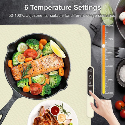 Electric Heating Plate Food Warmer Mat – Foldable Silicone Fast Warming Tray for Dining Table, Coffee & Meal Heater
