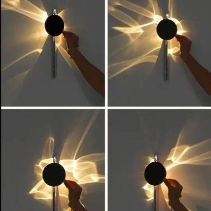 Stainless Rotatable Shadow Art LED Wall Sconce – Creative Corrugated Atmosphere Light for Bedroom, Bedside & Stairs