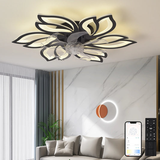 Ceiling Mounted Fan Light with Remote Control | Silent Ceiling Fan with Adjustable Speed & Dimmable LED Lighting