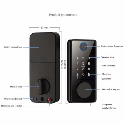 Smart Deadbolt Locks of Tuya Digital Smart Card Code Electronic Lock Bluetooth Biometric Fingerprint Password keyless Entry Door