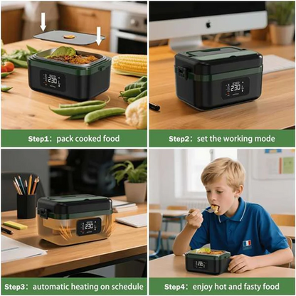 A52Q-Heating Lunch Box Electric For Adults Insulated Self Heating Battery Powered For Men Women Food Warmer AU Plug