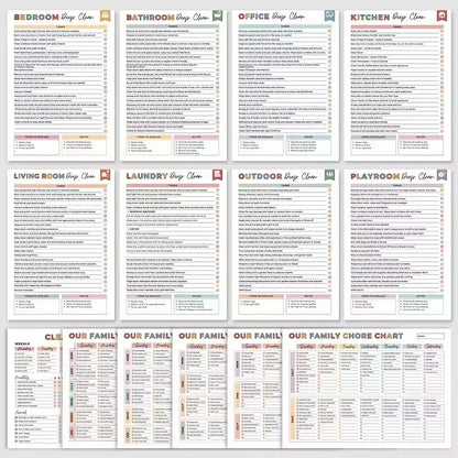 ADHD Cleaning Planner Bundle – Includes Home Cleaning Schedule, Weekly, Monthly, Year-Round Cleanliness Tips, Family Chore Chart