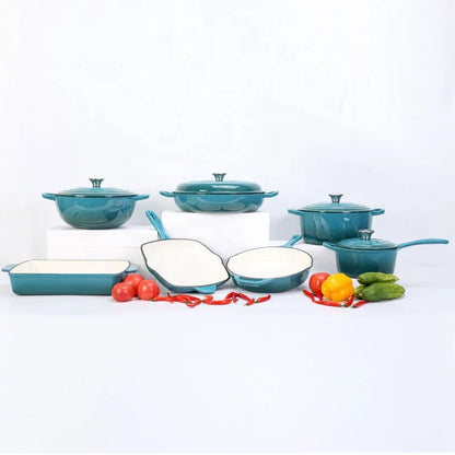 Premium Enamel Cast Iron Cookware Set – Non-Stick Casserole, Dutch Oven & Outdoor Cast Iron Pans