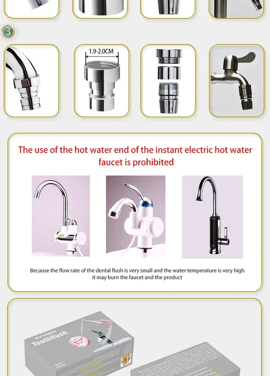 Water Dental Flosser Faucet Oral Irrigator Floss Dental Irrigator Dental Pick Oral Irrigation Teeth Cleaning Machine