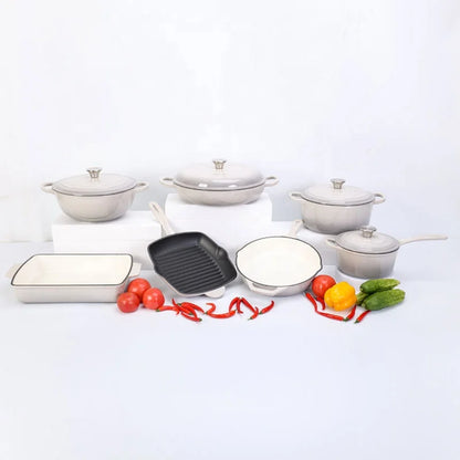 Premium Enamel Cast Iron Cookware Set – Non-Stick Casserole, Dutch Oven & Outdoor Cast Iron Pans