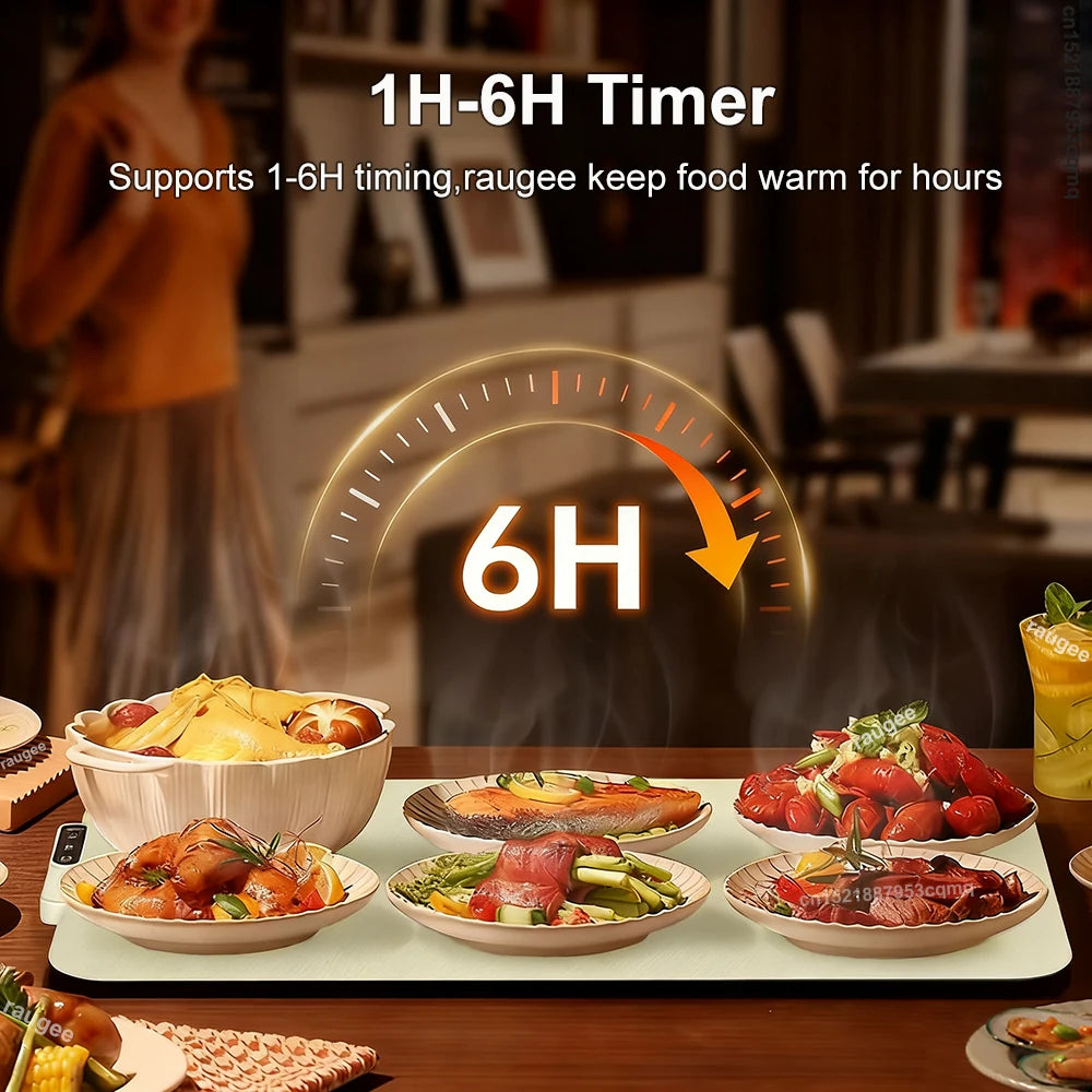 Electric Heating Plate Food Warmer Mat – Foldable Silicone Fast Warming Tray for Dining Table, Coffee & Meal Heater